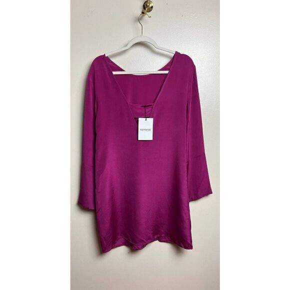 NWT Cuyana Silk V-Back Dress in Amethyst Sz. S - Picture 4 of 11